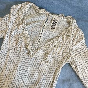 Free People Long Sleeve Ruffle Neck Shift Dress